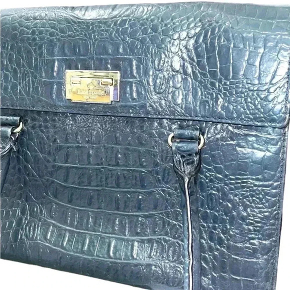 Elegant KATE SPADE Blue Crocodile-Embossed Leather Handbag - Picture 7 of 7